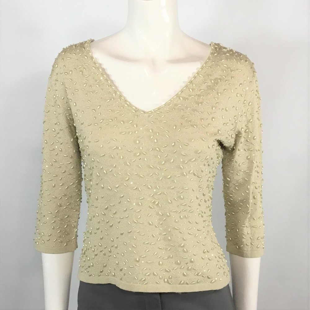 Spanner Pale Gold Beaded Sweater